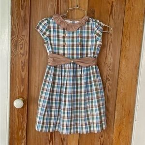 Bailey Boys Little Girls Plaid Dress with Peter Pan Collar & Sash Bow Size 6 🍄